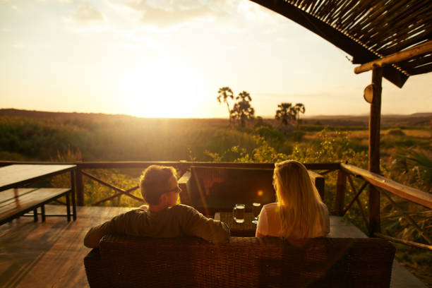 Romantic luxury safari couples Kenya sunset